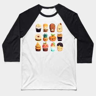 #5 Cute happy food dessert sticker pack Baseball T-Shirt
